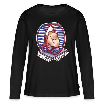 Métaphore de roue de hamster roue courante - T-shirt manches longues Premium bio Femme - noir - Devant - Julia (174cm)