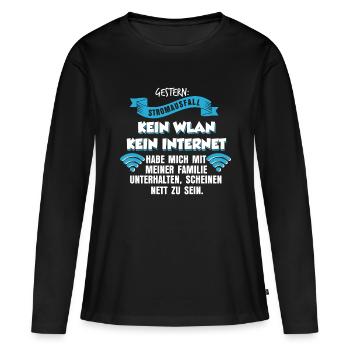 Stromausfall Internet - Frauen Premium Bio Langarmshirt - Schwarz - Vorne - Julia (174cm)