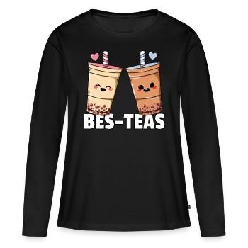 Bubble Tea Perle De Thé Au Lait Boba Thé Lait Cadeau - T-shirt manches longues Premium bio Femme - noir - Devant - Julia (174cm)