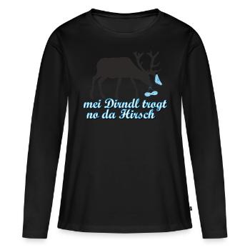 mei Dirndl - Frauen Premium Bio Langarmshirt - Schwarz - Vorne - Julia (174cm)