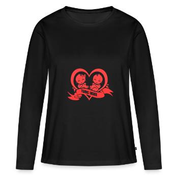 Twins Inside Grossesse Twins Enceinte - T-shirt manches longues Premium bio Femme - noir - Devant - Julia (174cm)
