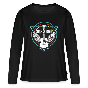Rock n Roll Rock Roll Rock n Roll guitariste - T-shirt manches longues Premium bio Femme - noir - Devant - Julia (174cm)