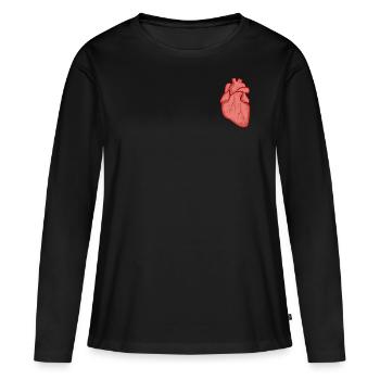 Realistisches Herz - Frauen Premium Bio Langarmshirt - Schwarz - Vorne - Julia (174cm)