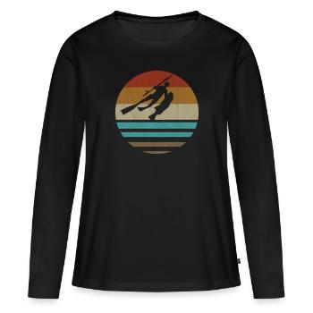 Vintage chasse sous marine - cadeau de pêche sous-marine - T-shirt manches longues Premium bio Femme - noir - Devant - Julia (174cm)