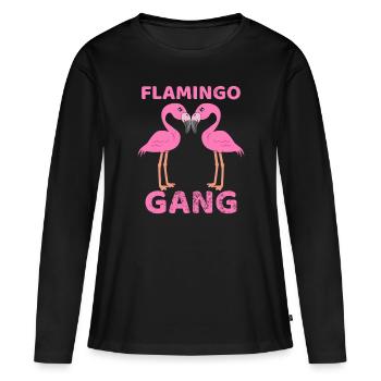 Flamingo Gang - Frauen Premium Bio Langarmshirt - Schwarz - Vorne - Julia (174cm)