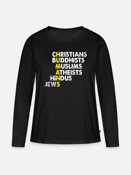 Religionen Gleichheit - Frauen Premium Bio Langarmshirt - Schwarz