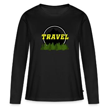 TRAVEL - T-shirt manches longues Premium bio Femme - noir - Devant - Julia (174cm)