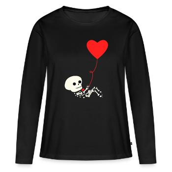 Ventre de bébé enceinte grossesse Halloween - T-shirt manches longues Premium bio Femme - noir - Devant - Julia (174cm)
