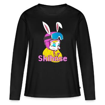 Ski lapin apres ski hiver vacances snowboard - T-shirt manches longues Premium bio Femme - noir - Devant - Julia (174cm)