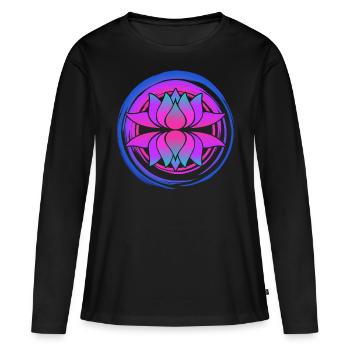 Yoga clothing lotus flower gift - Women's Premium Organic Long Sleeve Shirt - black - Front - Julia (174cm)