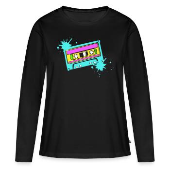 cassette - T-shirt manches longues Premium bio Femme - noir - Devant - Julia (174cm)
