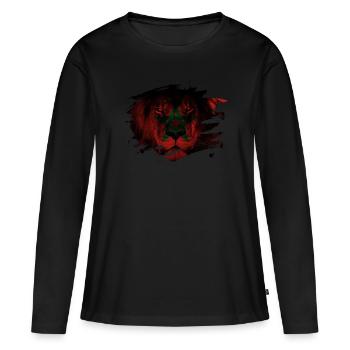 Morocco Lion Flag Paint Splatter - Women's Premium Organic Long Sleeve Shirt - black - Front - Julia (174cm)