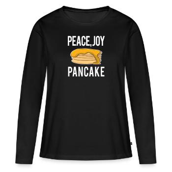 Drôle de proverbes drôles PEACE JOY CADEAU DE PANCAKE - T-shirt manches longues Premium bio Femme - noir - Devant - Julia (174cm)