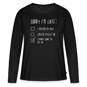 somnolent, paresse, snooze, sieste énonciation drôle - T-shirt manches longues Premium bio Femme - noir - Devant - Julia (174cm)