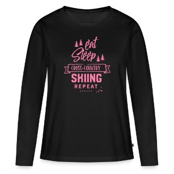 Skieur de fond Ski de fond Ski de fond Ski de fond - T-shirt manches longues Premium bio Femme - noir - Devant - Julia (174cm)