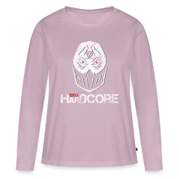 Techno Uptempo Gabber Rave Cadeau - T-shirt manches longues Premium bio Femme - rose poudré - Devant - Julia (174cm)
