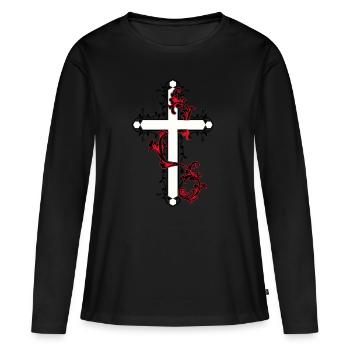Crosses Church God Messiah Heavenly Christ - Women's Premium Organic Long Sleeve Shirt - black - Front - Julia (174cm)