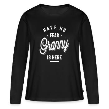N'ayez aucune peur, mamie est là. Cadeaux de grand-mère - T-shirt manches longues Premium bio Femme - noir - Devant - Julia (174cm)