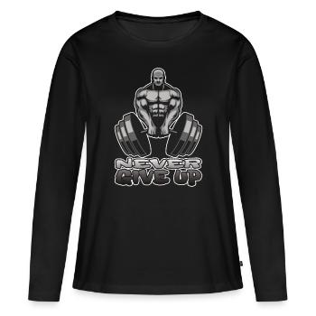 Bodybuilder Fitness Body Gym Muscle Man Cadeau - T-shirt manches longues Premium bio Femme - noir - Devant - Julia (174cm)