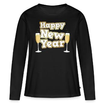 Bonne fête de fin d'année - T-shirt manches longues Premium bio Femme - noir - Devant - Julia (174cm)