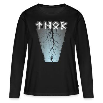 Le dieu du tonnerre Thor Altnordische Runenschrift - T-shirt manches longues Premium bio Femme - noir - Devant - Julia (174cm)