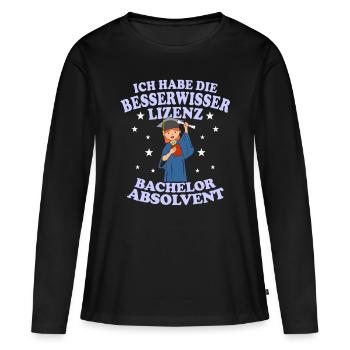 Licence Bachelor Diplômé Besserwisser - T-shirt manches longues Premium bio Femme - noir - Devant - Julia (174cm)
