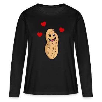 Amitié romantique coeur de cacahuète - T-shirt manches longues Premium bio Femme - noir - Devant - Julia (174cm)