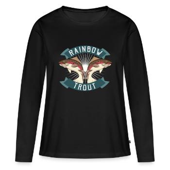 Truite arc-en-ciel, pêche à la truite - T-shirt manches longues Premium bio Femme - noir - Devant - Julia (174cm)