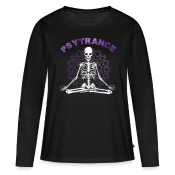Psytrance Goa - T-shirt manches longues Premium bio Femme - noir - Devant - Julia (174cm)