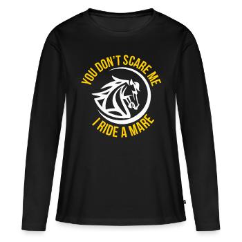 Tu ne me fais pas peur, je monte une jument - T-shirt manches longues Premium bio Femme - noir - Devant - Julia (174cm)
