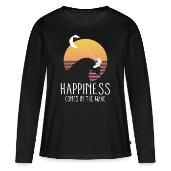 Wellenreiter - Frauen Premium Bio Langarmshirt - Schwarz - Vorne - Julia (174cm)