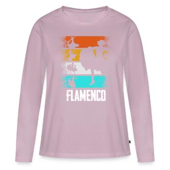 Flamenco Retro - T-shirt manches longues Premium bio Femme - rose poudré - Devant - Julia (174cm)