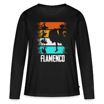 Flamenco Retro - T-shirt manches longues Premium bio Femme - noir - Devant - Julia (174cm)