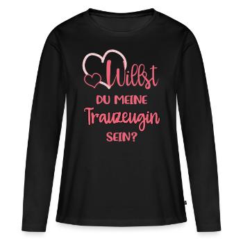 Voulez-vous être ma demoiselle d'honneur - T-shirt manches longues Premium bio Femme - noir - Devant - Julia (174cm)