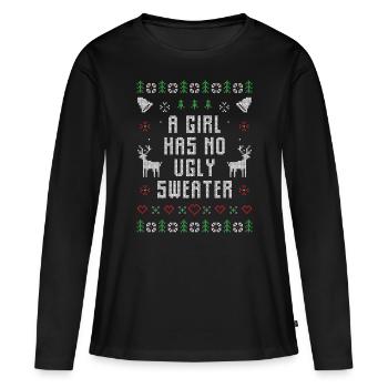 Girl Ugly Christmas Christmas Present - Women's Premium Organic Long Sleeve Shirt - black - Front - Julia (174cm)