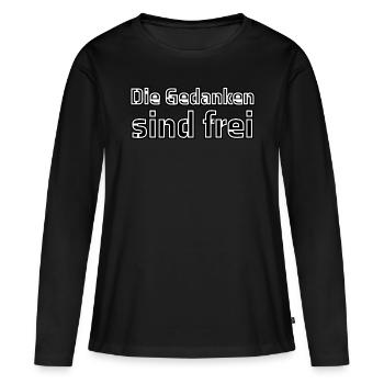 Die Gedanken sind frei - Frauen Premium Bio Langarmshirt - Schwarz - Vorne - Julia (174cm)