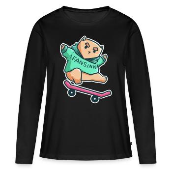 Cat Skateboard Tricks Halfpipe Pet Gift - Women's Premium Organic Long Sleeve Shirt - black - Front - Julia (174cm)