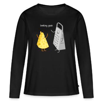 Looking Roste Käse Pun Humor - Frauen Premium Bio Langarmshirt - Schwarz - Vorne - Julia (174cm)