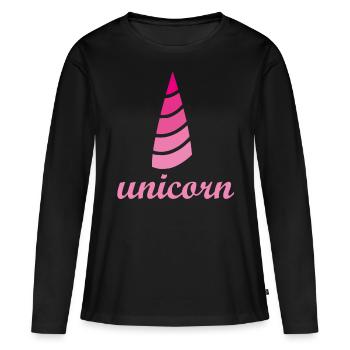 Licorne Licorne - T-shirt manches longues Premium bio Femme - noir - Devant - Julia (174cm)