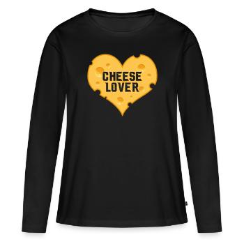 Amoureux du fromage - T-shirt manches longues Premium bio Femme - noir - Devant - Julia (174cm)
