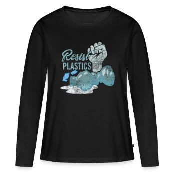 Résist Plastics Zéro déchet en plastique sans plastique Spr - T-shirt manches longues Premium bio Femme - noir - Devant - Julia (174cm)