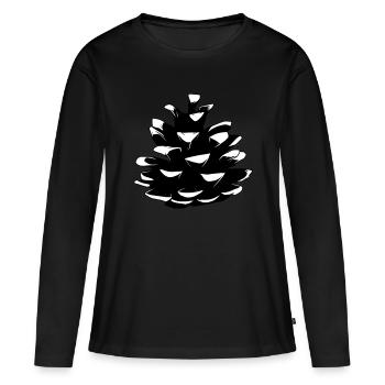Pommes de pin Pommes de pin Forêt Arbre naturel - T-shirt manches longues Premium bio Femme - noir - Devant - Julia (174cm)