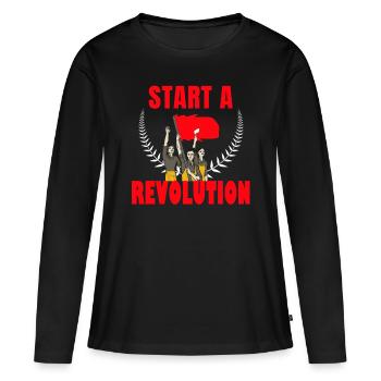 Commencer une révolution communiste - T-shirt manches longues Premium bio Femme - noir - Devant - Julia (174cm)
