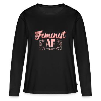 Féministe AF féministe - T-shirt manches longues Premium bio Femme - noir - Devant - Julia (174cm)