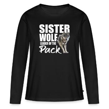 sister wolf - leader of the pack - Women's Premium Organic Long Sleeve Shirt - black - Front - Julia (174cm)
