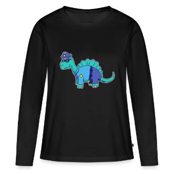 Dinosaur Police Officer Uniform Gift - Women's Premium Organic Long Sleeve Shirt - black - Front - Julia (174cm)