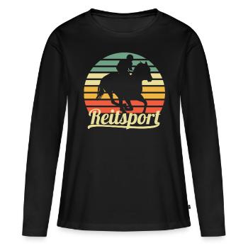 Reitsport Reitschule - Frauen Premium Bio Langarmshirt - Schwarz - Vorne - Julia (174cm)