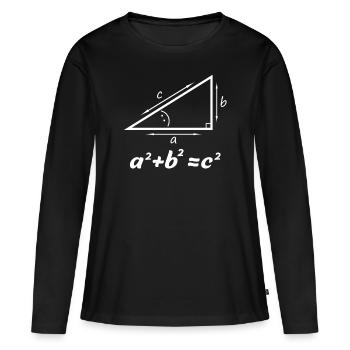 Cadeau de théorème de Pythagore pour un nerd de professeur de mathématiques - T-shirt manches longues Premium bio Femme - noir - Devant - Julia (174cm)