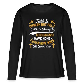 Chrétien chrétien croyant - T-shirt manches longues Premium bio Femme - noir - Devant - Julia (174cm)