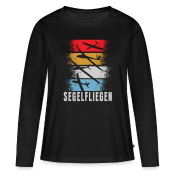 Rétro glisse - T-shirt manches longues Premium bio Femme - noir - Devant - Julia (174cm)